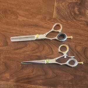 Professional Silver and Gold Hair Scissors Set